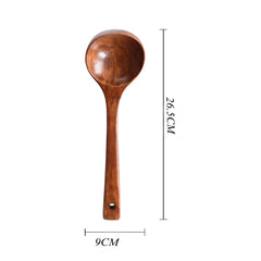 Large Long Handle Natural Wooden Cooking Scoop